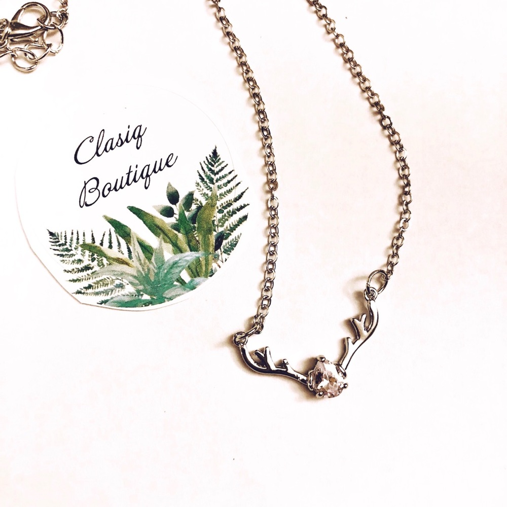 🦌 Rustic Antler Necklace with Rhinestone 🦌 - Picture 2 of 2